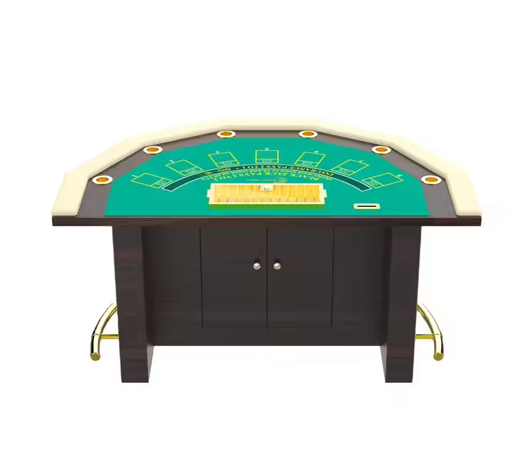 Luxury Half Round Wooden Blackjack Casino Table with Green Felt