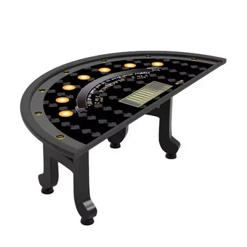Modern Half Round Blackjack Casino Table with Folding Metal Legs