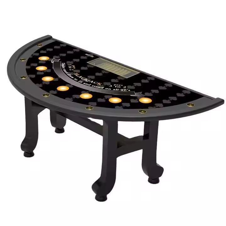 Modern Half Round Blackjack Casino Table with Folding Metal Legs