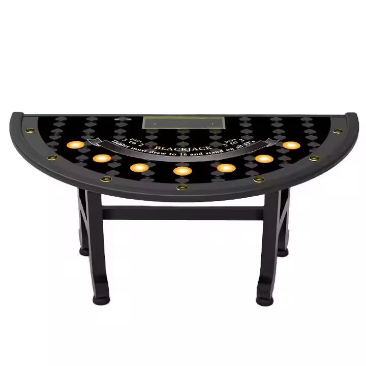 Modern Half Round Blackjack Casino Table with Folding Metal Legs
