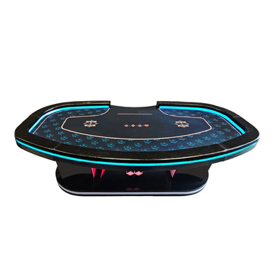 OEM W Shape Pedestal Texas Hold’em Poker Table with LED Lighting