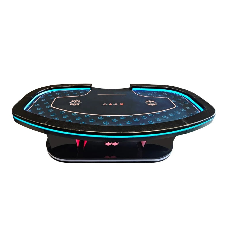 OEM W Shape Pedestal Texas Hold’em Poker Table with LED Lighting