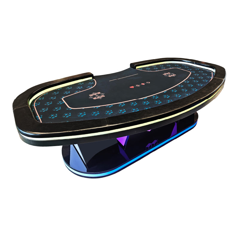 OEM W Shape Pedestal Texas Hold’em Poker Table with LED Lighting