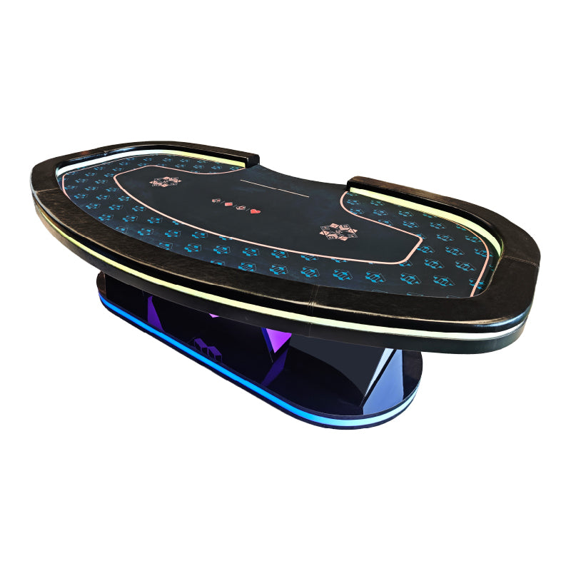 OEM W Shape Pedestal Texas Hold’em Poker Table with LED Lighting