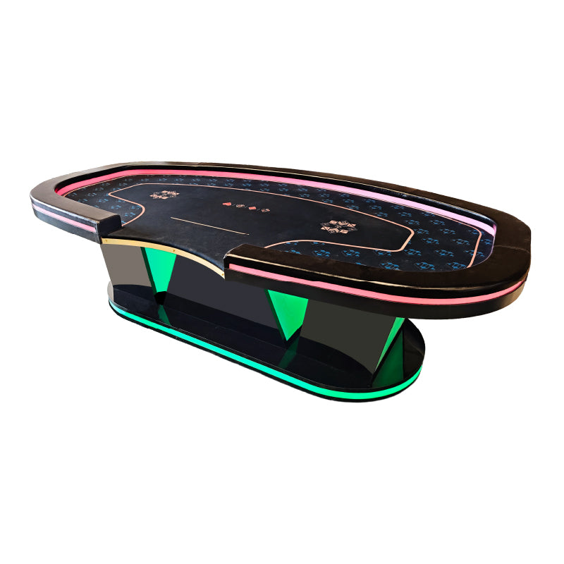 OEM W Shape Pedestal Texas Hold’em Poker Table with LED Lighting