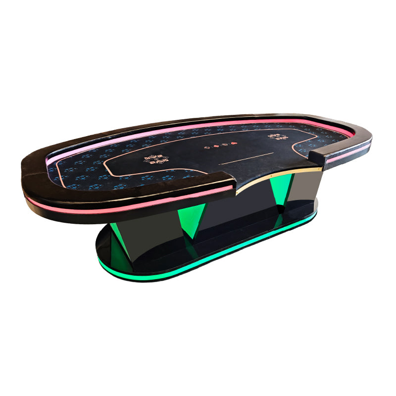 OEM W Shape Pedestal Texas Hold’em Poker Table with LED Lighting