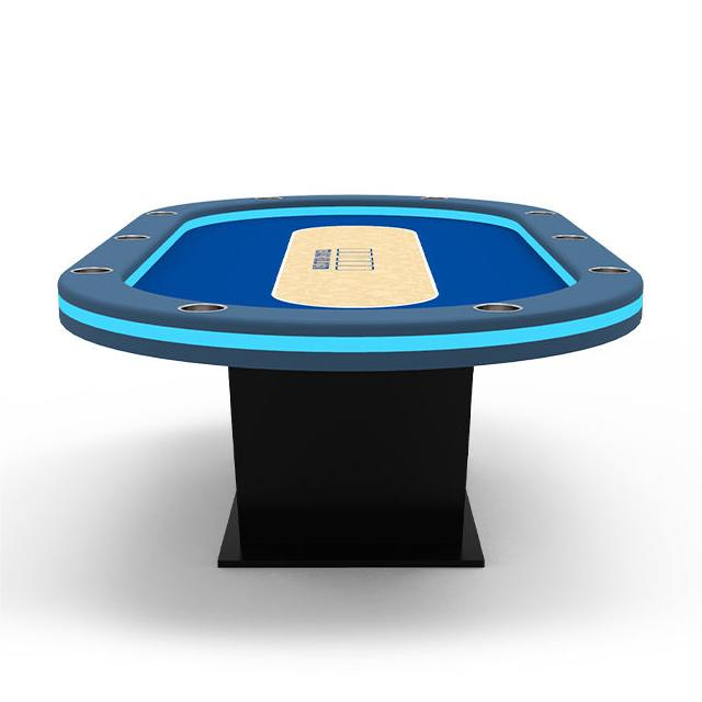 Oval Poker Table with Solid Wood Base and Steel Cup Holders