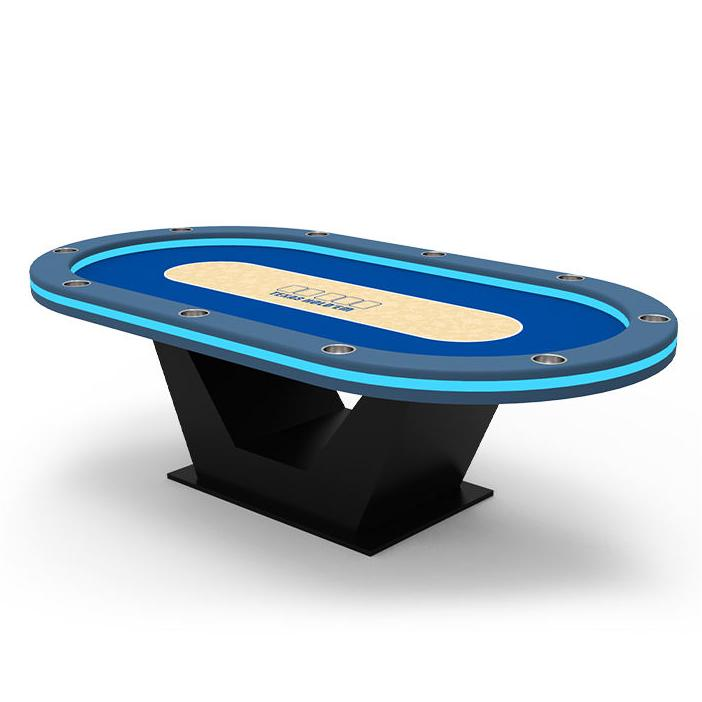 Oval Poker Table with Solid Wood Base and Steel Cup Holders