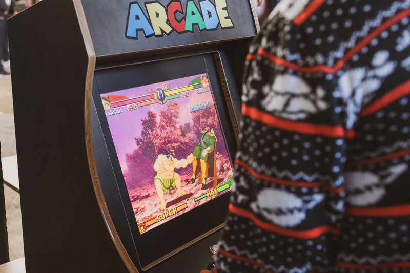Arcade cabinet with retro game controls