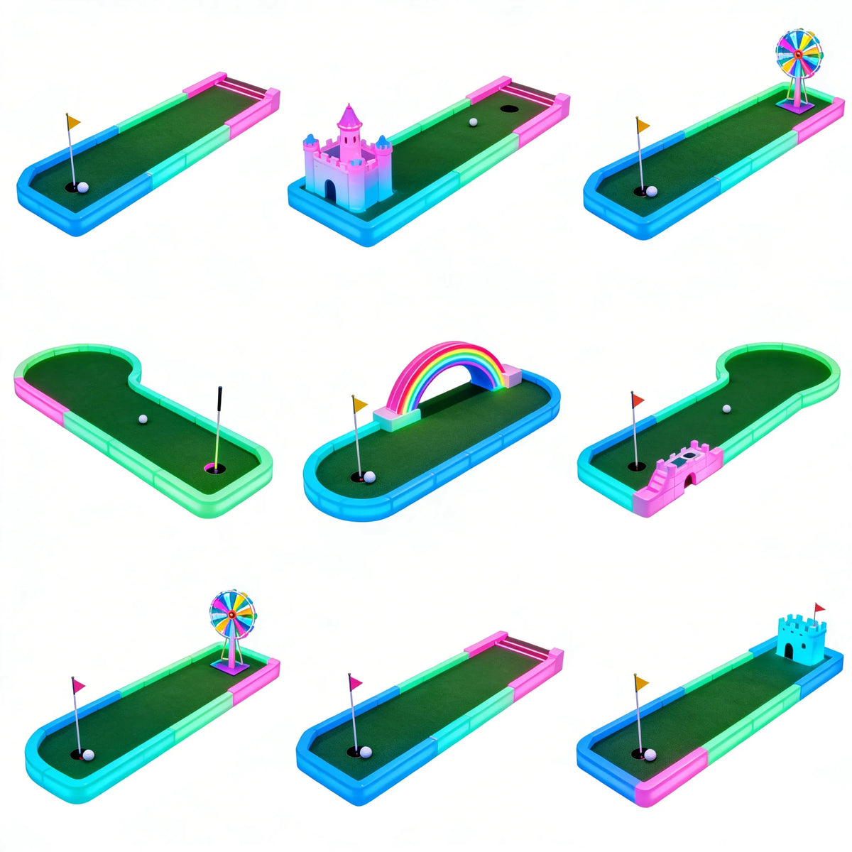 Sqarcade Mini Golf Course Forest Style Metal LED Glow Night