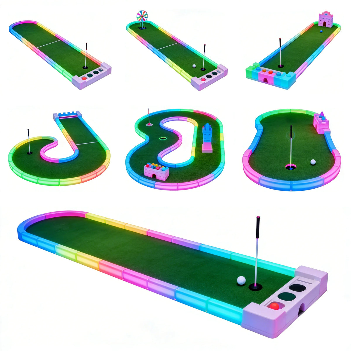 Sqarcade Mini Golf Course Forest Style Metal LED Glow Night