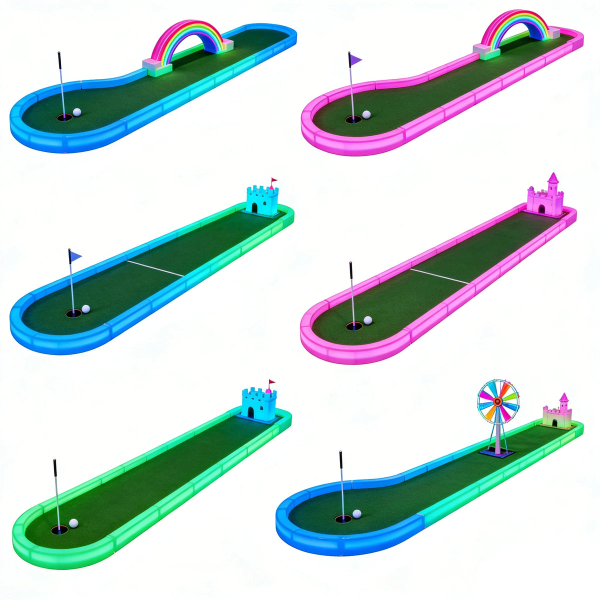 Sqarcade Mini Golf Course Forest Style Metal LED Glow Night