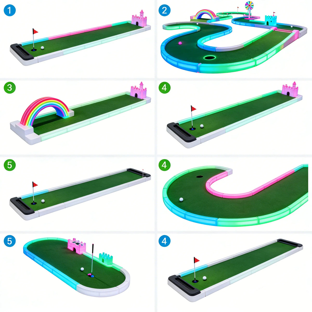 Sqarcade Mini Golf Course Forest Style Metal LED Glow Night