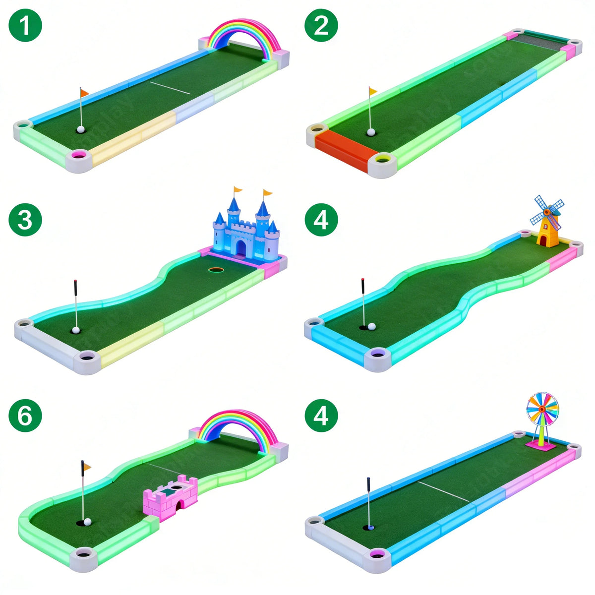 Sqarcade Mini Golf Course Forest Style Metal LED Glow Night