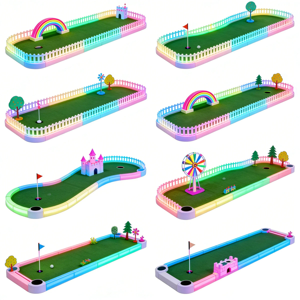 Sqarcade Mini Golf Course Forest Style Metal LED Glow Night