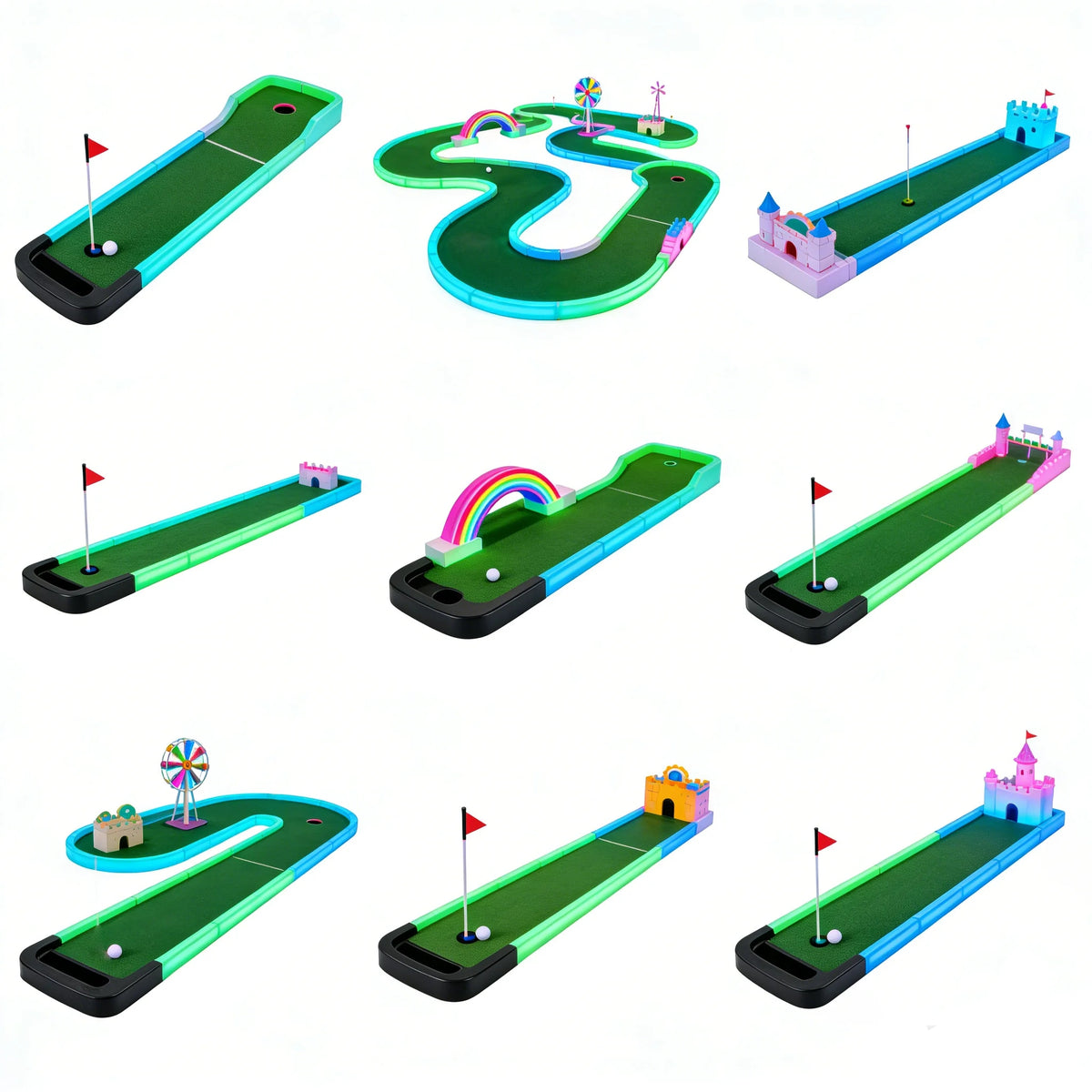 Sqarcade Mini Golf Course Forest Style Metal LED Glow Night