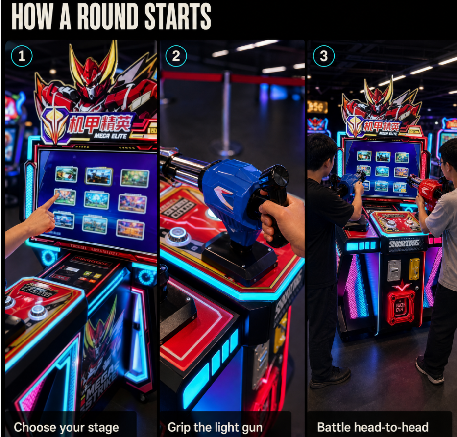 Two Player Coin Operated Shooting Arcade Game Machine